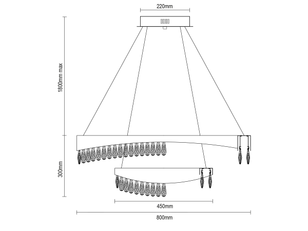 AURORA závesný krištáľový luster 800+450 - V30078 11