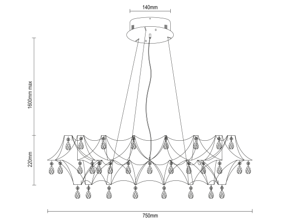 Lustre suspendu en cristal JOYA 750 - V40051S 8