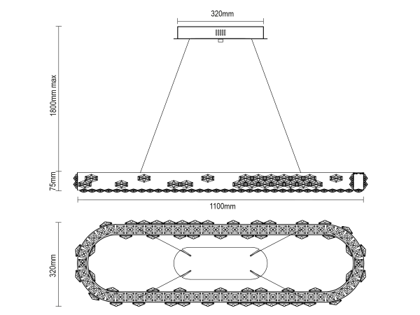 CLARIS závesný krištáľový luster 600 - V30004 6
