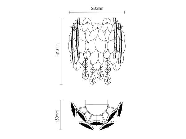 GURU nástenný krištáľová lampa 250x310 - V20104 11