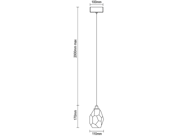 DIAMOR SMOKE závesná krištáľová lampa - V30053 6